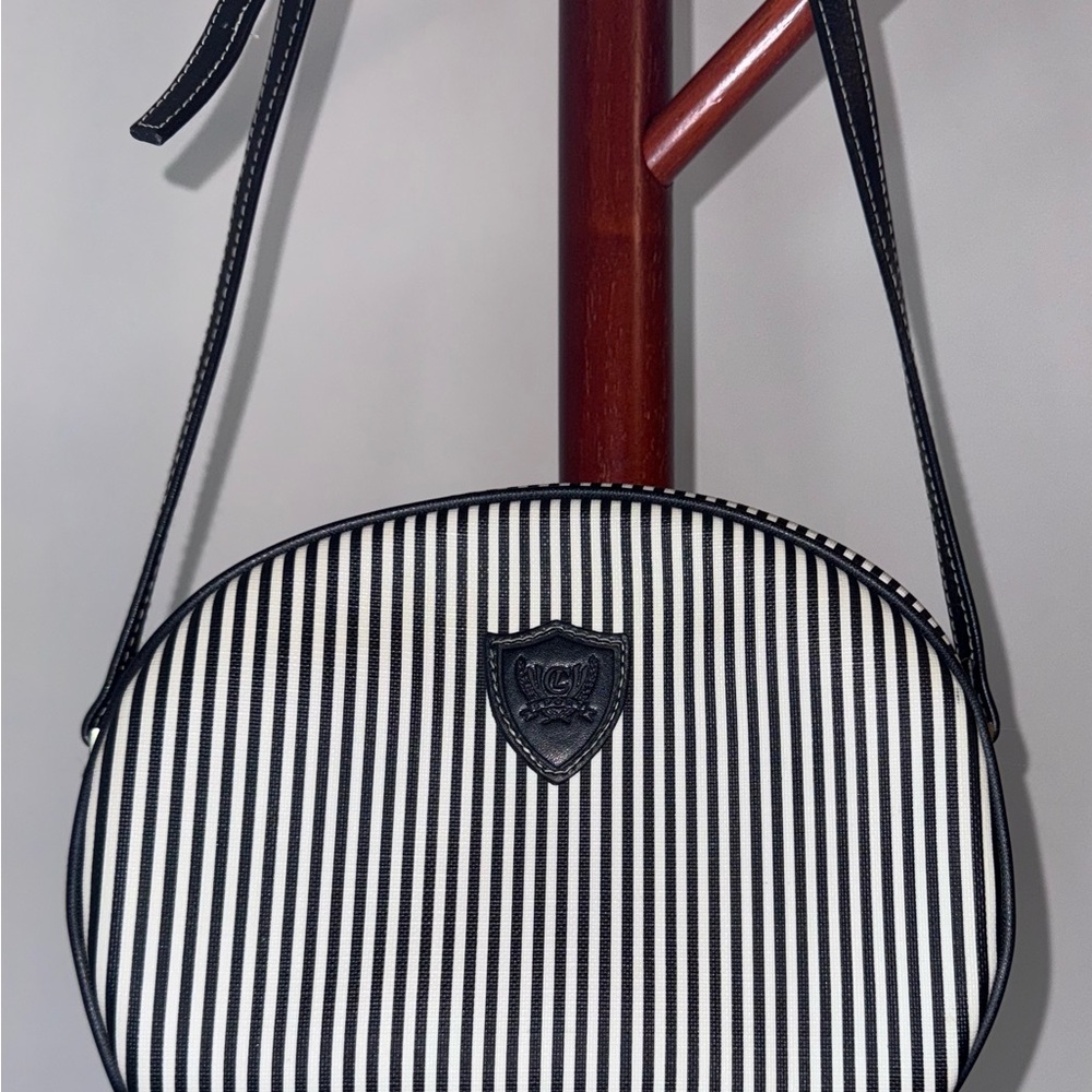 Liz Claiborne Black and White Striped Crossbody Bag